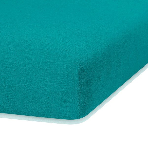 Turkizna elastična rjuha za zakonsko posteljo AmeliaHome Ruby Siesta, 180/200 x 200 cm-image-2