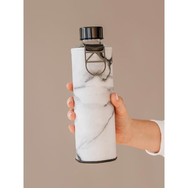 Črno-bela steklenica iz borosilikatnega stekla z ovitkom iz umetnega usnja Equa Mismatch Stone, 750 ml-image-1