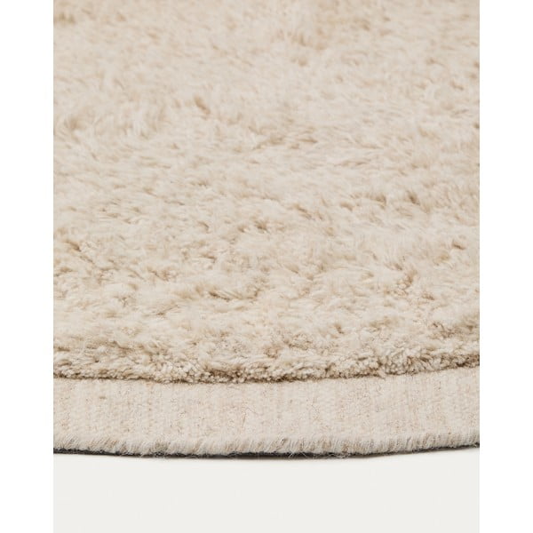 Kremno bela ročno tkana volnena okrogla preproga ø 200 cm Marely – Kave Home-image-4