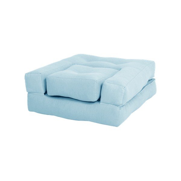 Otroški zložljiv fotelj s taburejem Karup Design Mini Cube Light Blue-image-3