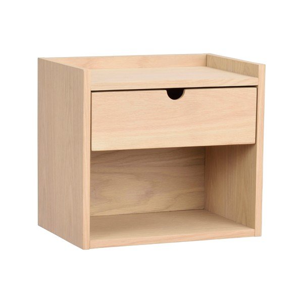 Stenska/s policami nočna omarica iz masivnega hrasta v naravni barvi Hillmond – Rowico-image-2