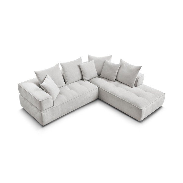 Svetlo siva kotna sedežna garnitura iz šenilje (desni kot/v obliki črke L) Whesley – Bobochic Paris-image-4