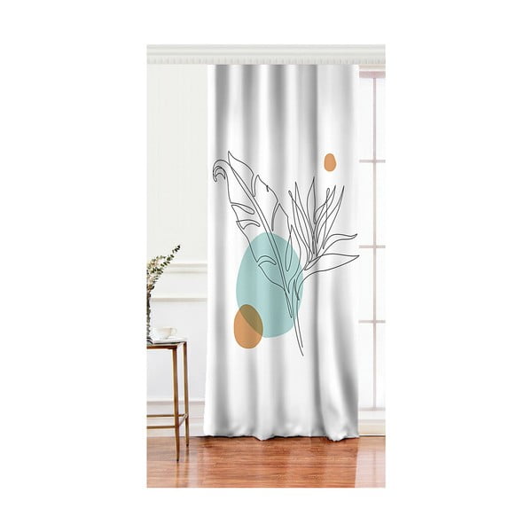 Bela zavesa iz bombažne mešanice Minimalist Home World, 140 x 260 cm
