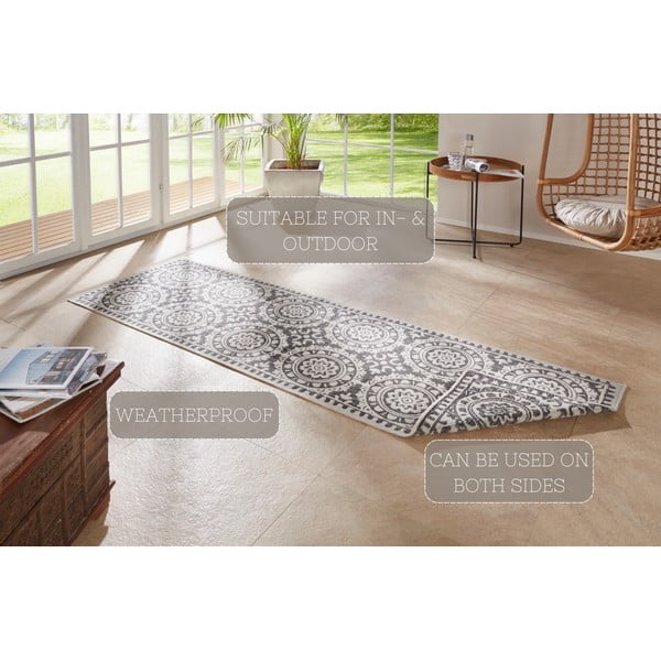 Sivo-krem zunanja preproga NORTHRUGS Jardin, 80 x 250 cm-image-4