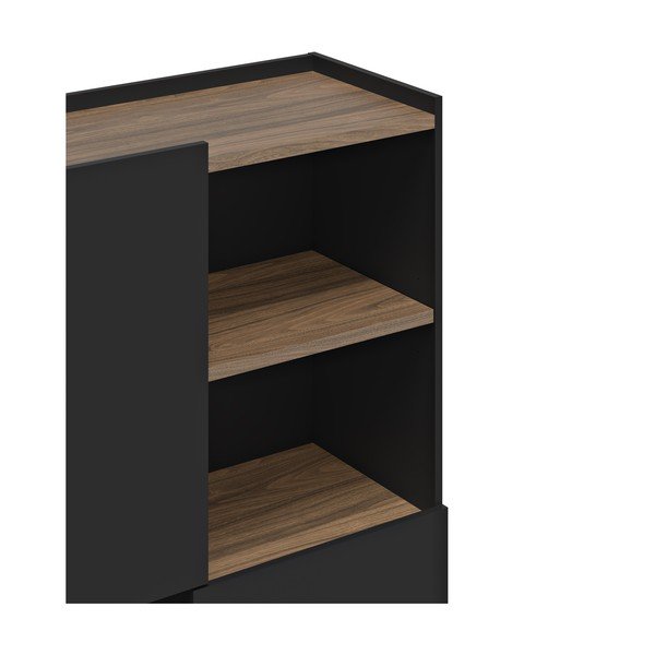 Črn/rjav regal v orehovem dekorju 180x83 cm Nina – TemaHome-image-4