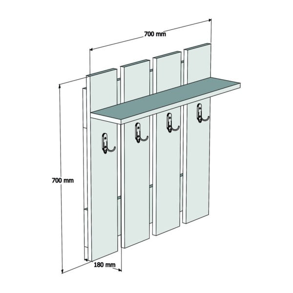 Antracitno siv stenski obešalnik v orehovem dekorju s polico Mita – Puqa Design-image-3