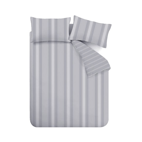 Siva enojna flanelna posteljnina 135x200 cm Ticking Stripe – Bianca-image-2