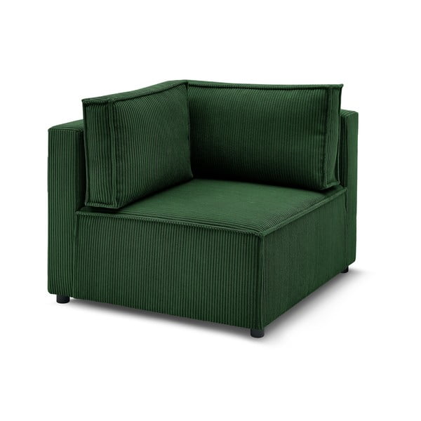 Zelen modul za sedežno garnituro iz rebrastega žameta (s kotom po izbiri) Nihad modular – Bobochic Paris