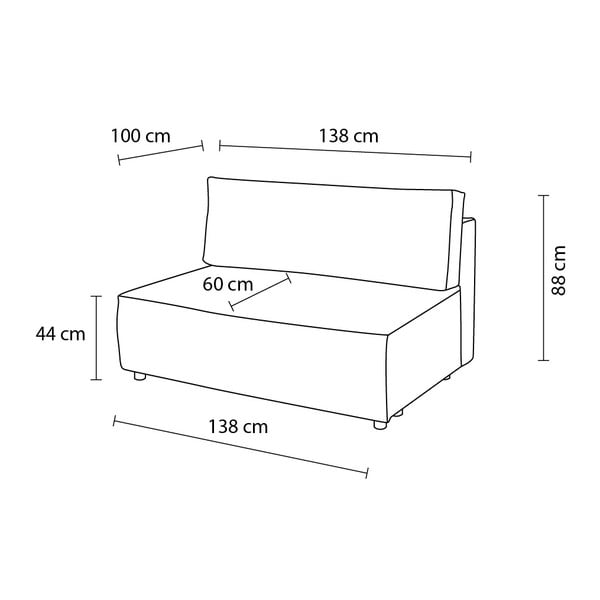 Temno moder modul za sedežno garnituro iz rebrastega žameta (sredinski modul) Nihad modular – Bobochic Paris-image-4
