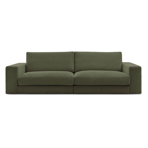 Zelena sedežna garnitura iz rebrastega žameta 274 cm Leonard – Bobochic Paris
