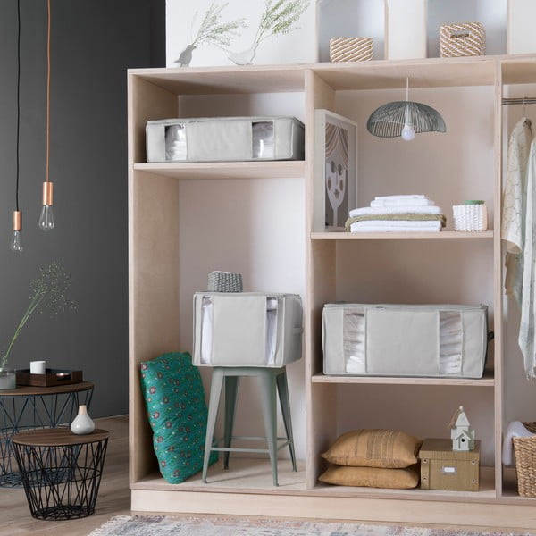 Vakuumska/ojačana tekstilna škatla za shranjevanje oblačil 56x56x16,5 cm Granit – Compactor-image-1