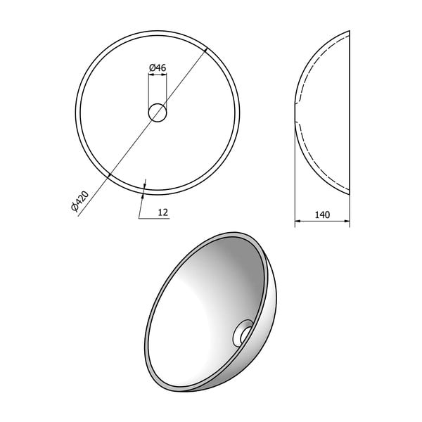 Steklen okrogel umivalnik ø 42 cm Ice – Sapho-image-3