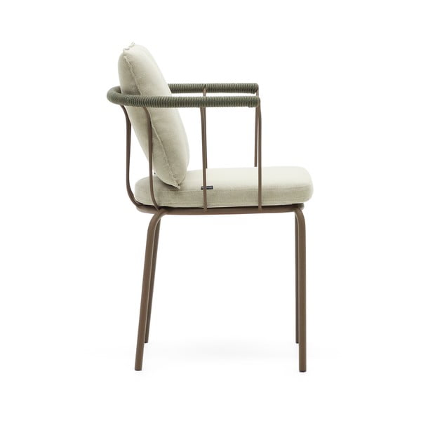 Zeleno-bež kovinski vrtni stol Salguer - Kave Home-image-3