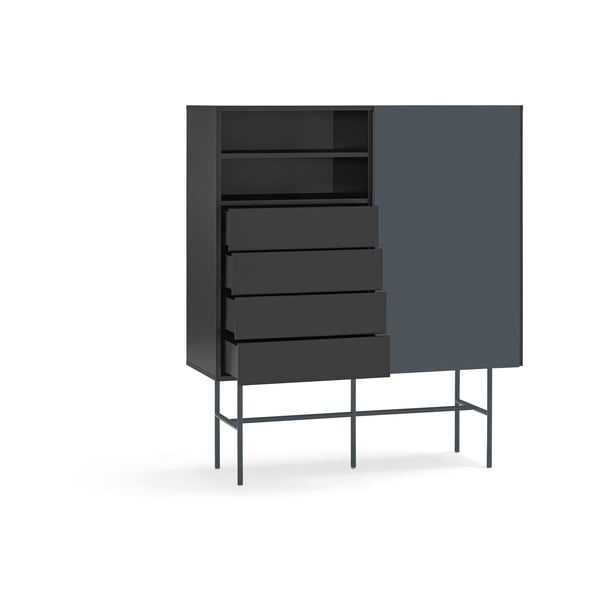Črna/antracitno siva visoka komoda z drsnimi vrati 120x140 cm Nube – Teulat-image-3