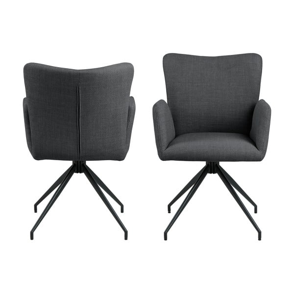 Temno sivi oblazinjeni jedilni stoli v kompletu z nasloni za roke 2 ks Laura – Actona-image-3