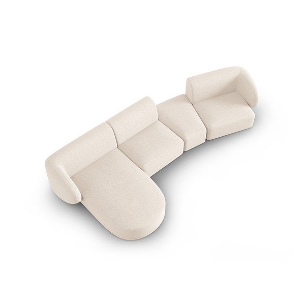 Bež kotna sedežna garnitura iz šenilje (levi kot/z ležalnikom) Paolo – Milo Casa-image-1