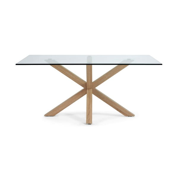 Steklena jedilna miza s podnožjem v naravni barvi Kave Home, 160 x 90 cm-image-2