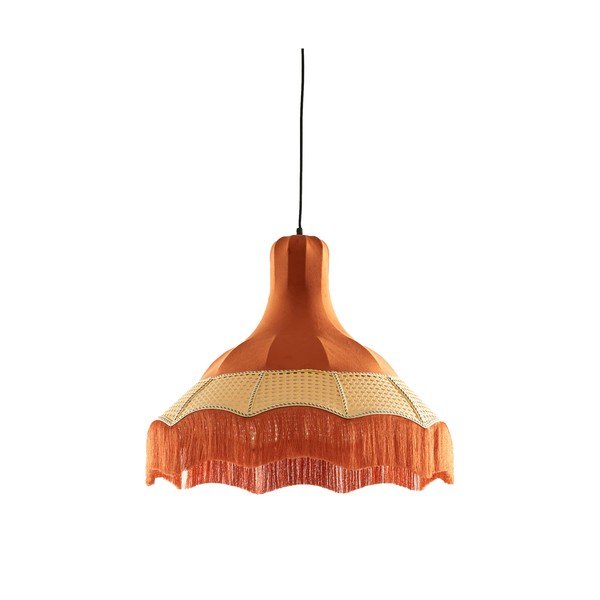 Oranžna viseča svetilka s tekstilnim senčilom ø 50 cm Mizia – Light & Living-image-2