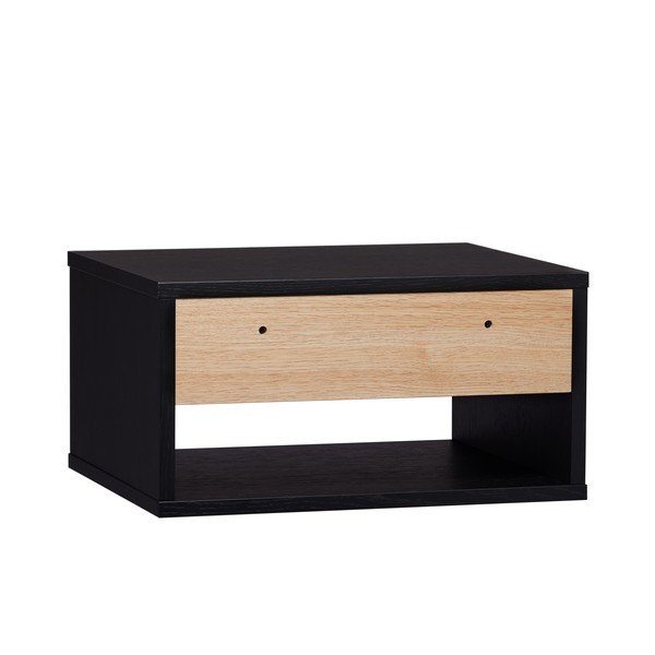Črna/v naravni barvi stenska nočna omarica v hrastovem dekorju Stripe – Woodman-image-2
