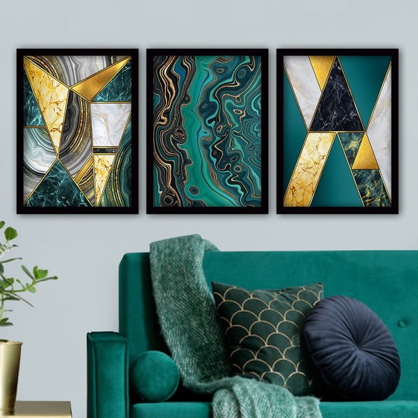 Komplet plakatov v okvirju 3 kos 35x45 cm - Wallity-image-1