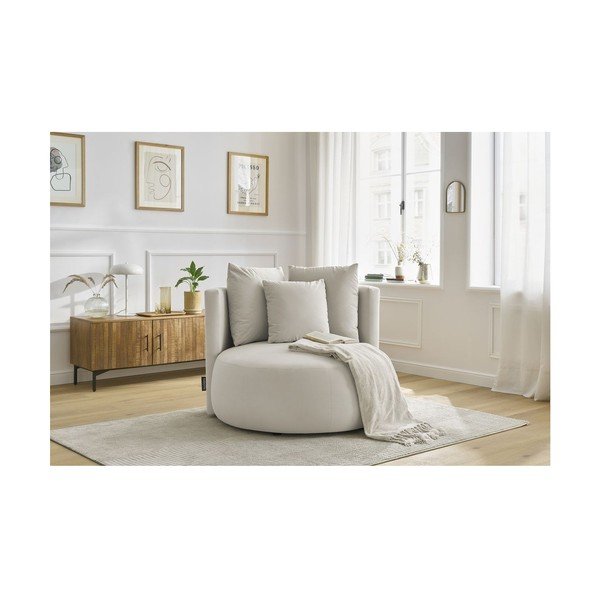 Bež žameten fotelj Cesar – Bobochic Paris-image-1