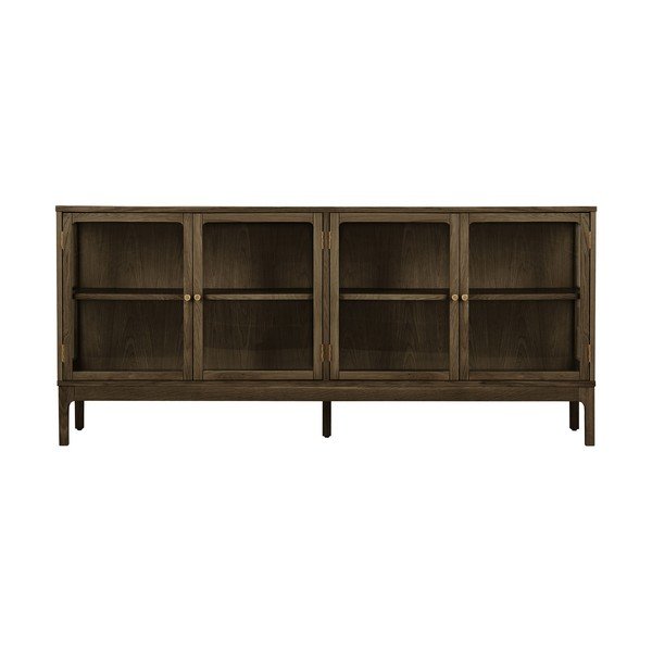 Temno rjava vitrina v hrastovem dekorju 180x80x40 cm Zamora – House Nordic-image-2