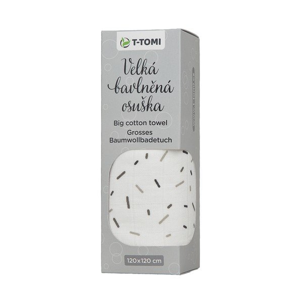 Bombažna otroška brisača T-TOMI Tetra Grey Lines, 120 x 120 cm-image-1