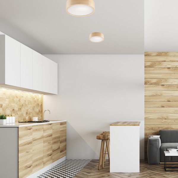 Svetlo rjava stropna svetilka s steklenim senčnikom ø 27 cm Eveline – LAMKUR-image-1