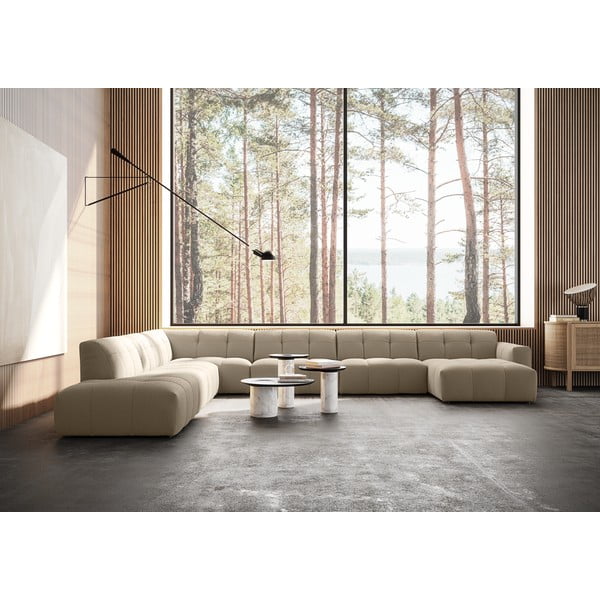 Bež kotna sedežna garnitura (v obliki črke "U") Chess – Furninova -image-1