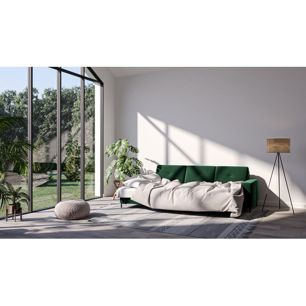 Temnozelena žametna sedežna garnitura Ghado Moor, levi kot-image-1