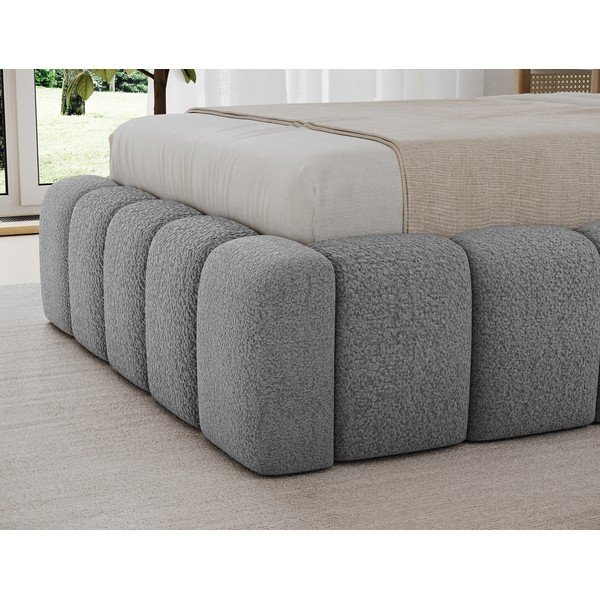 Siva oblazinjena postelja s prostorom za shranjevanje z letvenim dnom 90x200 cm Lamica – ELTAP-image-4
