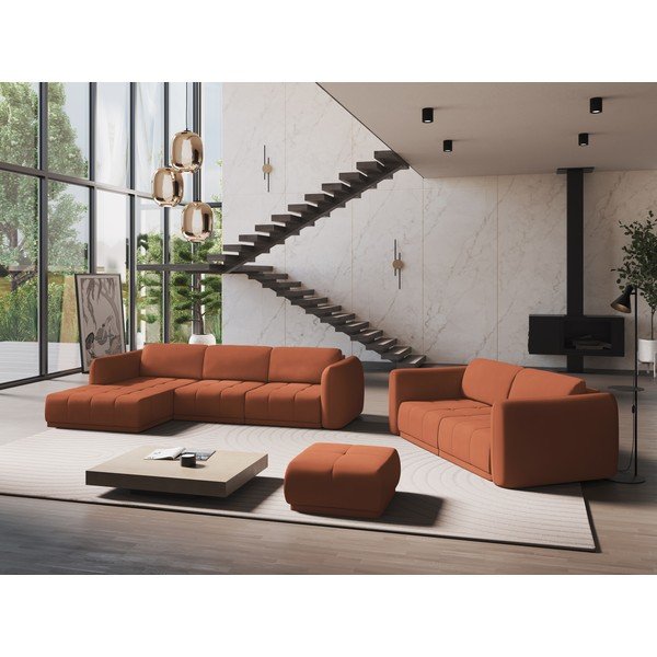 Oranžna kotna sedežna garnitura (levi kot) Hoku – Makamii-image-1