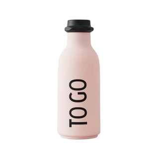 Svetlo rožnata steklenička za vodo Letters To Go, 500 ml