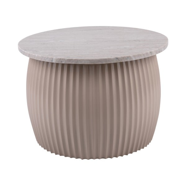 Bež okrogla mizica z mizno ploščo v marmornem dekorju ø 52 cm  Luscious  – Leitmotiv