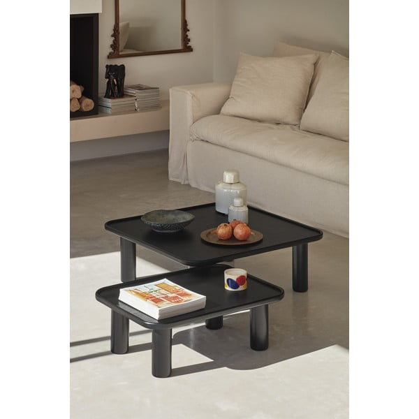 Komplet 2 črnih stranskih mizic Teulat Nest-image-2