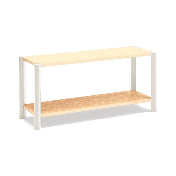 Regal v hrastovem dekorju v kremni in svetli naravni barvi 126x59x43 cm Bona – Teulat-image-2