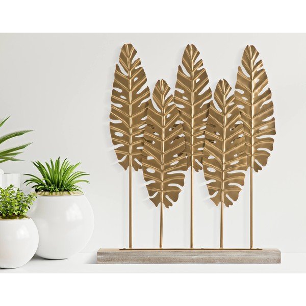 Dekorativna figurica v zlati barvi Mauro Ferretti Long Leaf-image-1