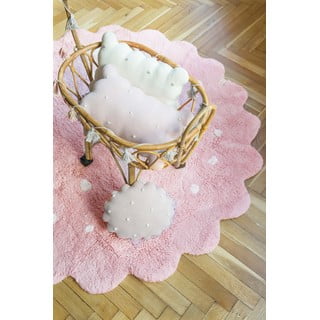 Rožnata pralna ročno tkana bombažna otroška preproga ø140 cm Little Biscuit Pink – Lorena Canals