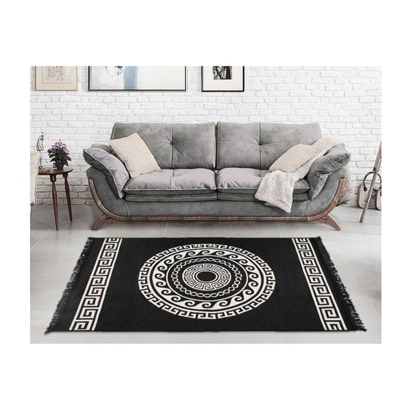 Bež in črna obojestranska preproga Mandala, 120 x 180 cm-image-3