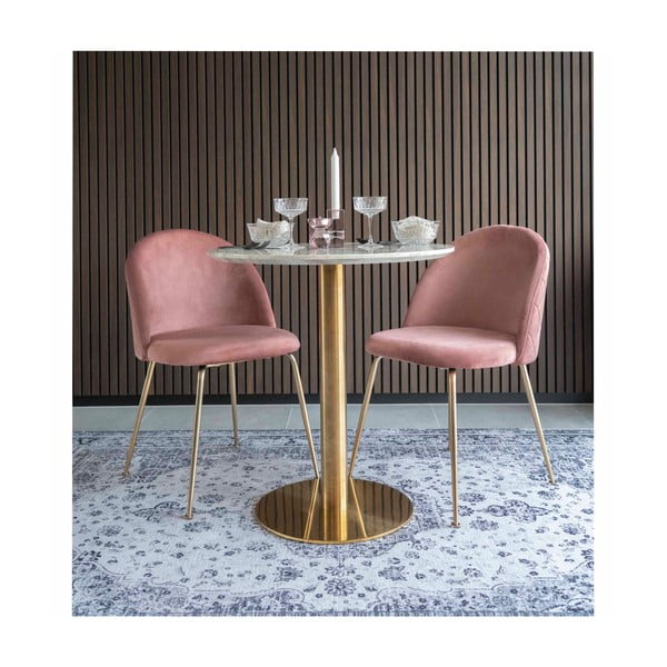 Okrogla jedilna miza z mizno ploščo v marmornem dekorju ø 70 cm Bolzano – House Nordic-image-2