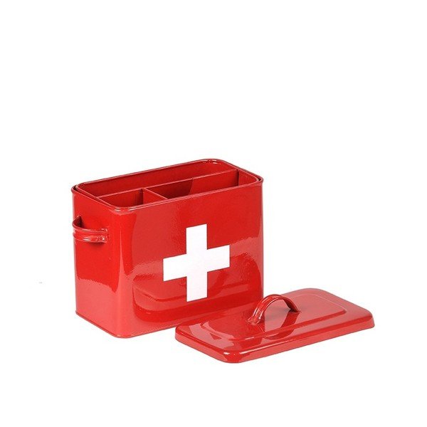 Rdeča kovinska medicinska škatla LABEL51 Firt Aid-image-1