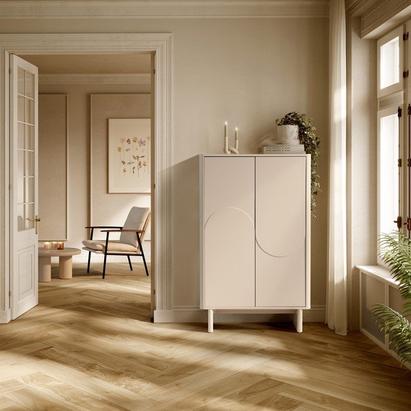 Kremno bela omarica 80x130x40 cm Solei – MOME-image-1