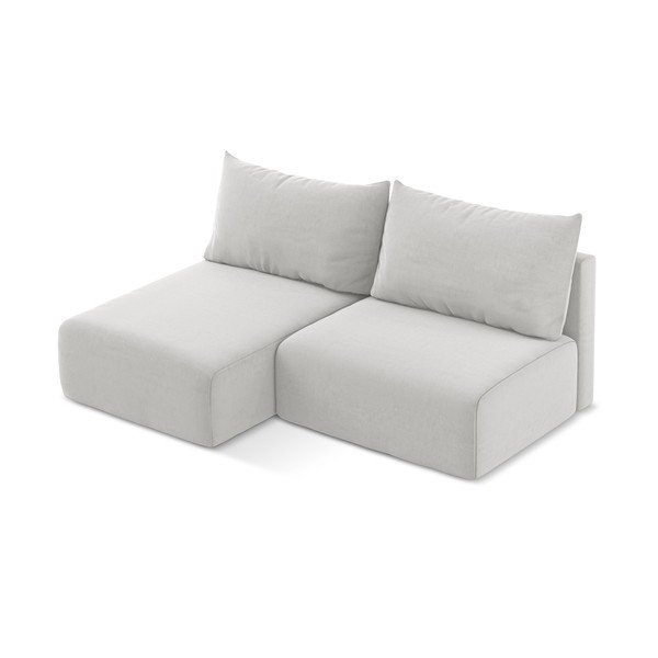 Svetlo siva žametna raztegljiva/s prostorom za shranjevanje kotna sedežna garnitura (levi kot/z ležalnikom) Kalena – Makamii-image-3