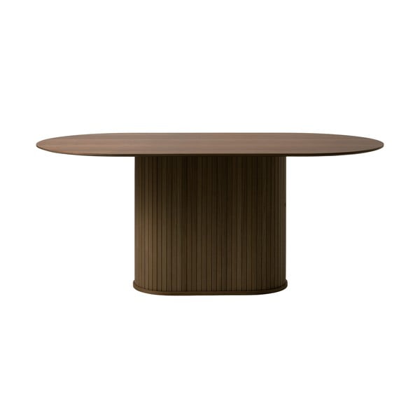 Rjava jedilna miza z mizno ploščo v hrastovem dekorju 95x180 cm Nola – Unique Furniture