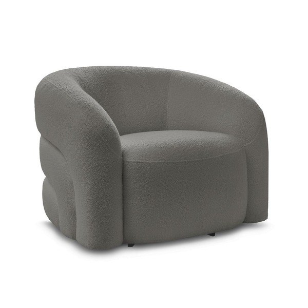 Siv vrtljiv fotelj iz tkanine bouclé Elina – Bobochic Paris