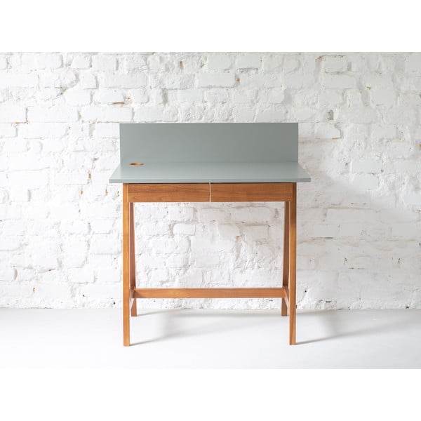 Siva pisalna miza s podnožjem iz jesenovega lesa Ragaba Luka, dolžina 110 cm-image-1