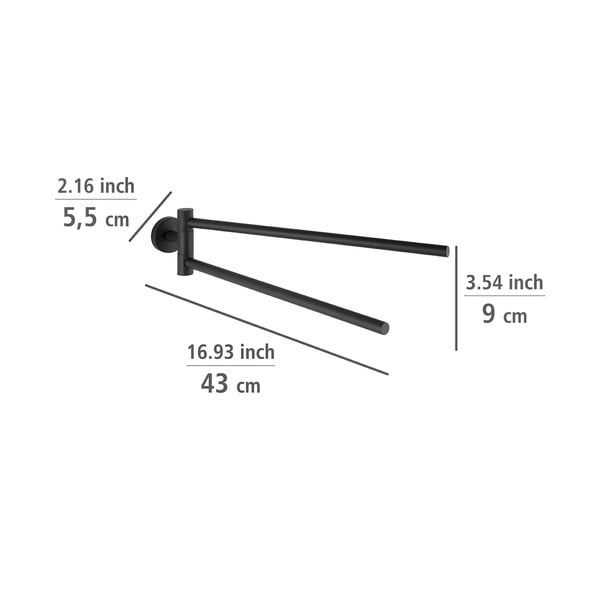 Mat črno držalo za brisače iz nerjavečega jekla z namestitvijo brez vrtanja Bosio – Wenko-image-1