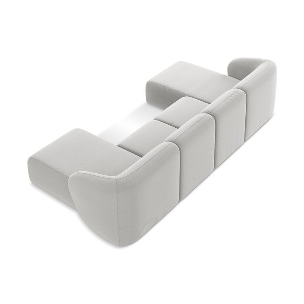 Svetlo siva žametna kotna sedežna garnitura (v obliki črke "U") Lani – Makamii-image-3