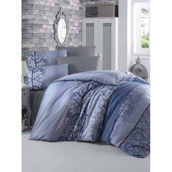 Modro posteljno perilo za eno osebo z rjuho Oyku, 160 x 220 cm