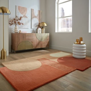 Ročno tkana volnena preproga v barvi terakote 200x290 cm Lozenge Terracotta – Flair Rugs